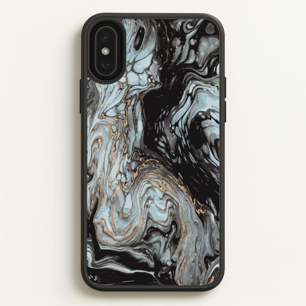 Black And Gold Cloudy Marble - Marble Phone Case for iPhone XS Max