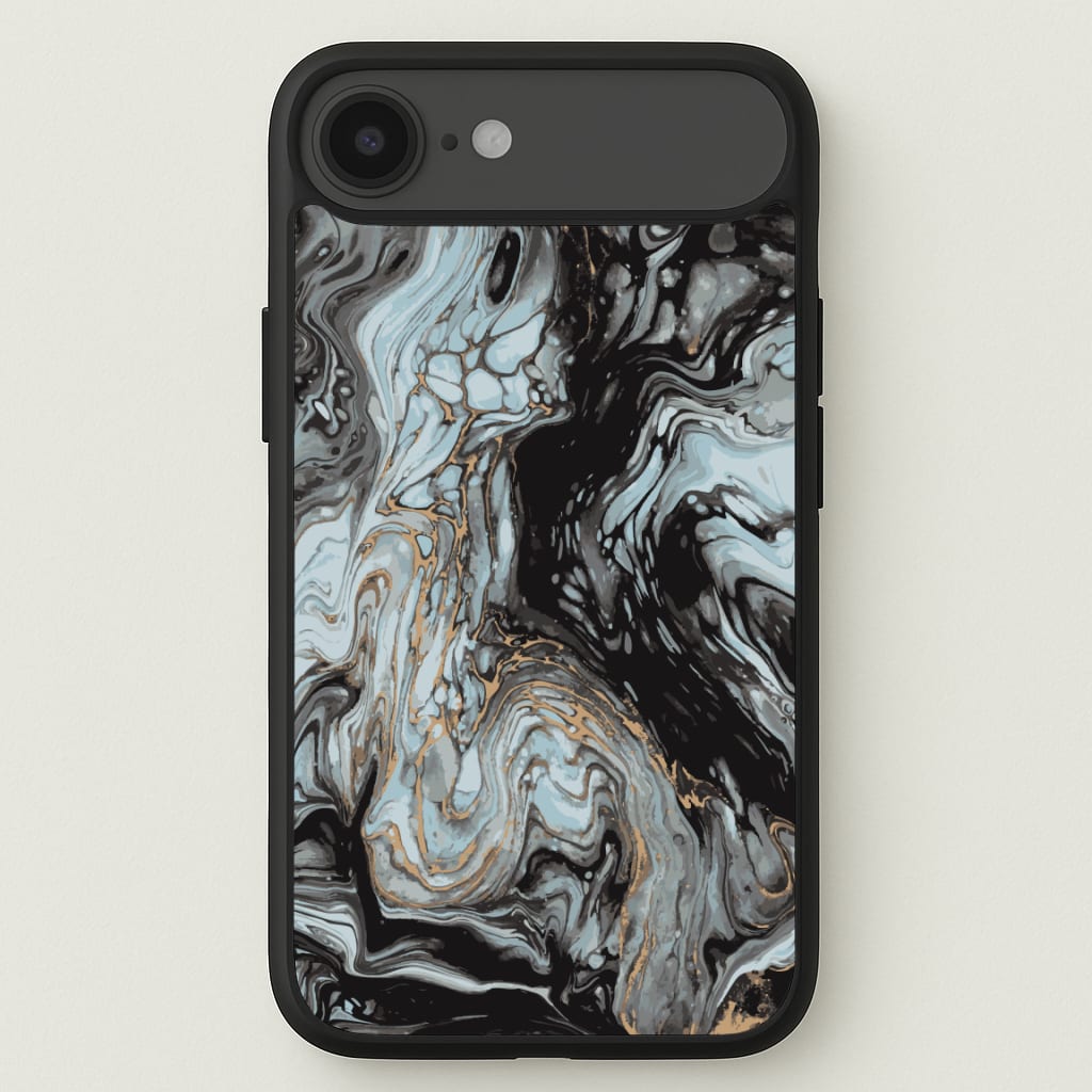 Black And Gold Cloudy Marble Phone Case for iPhone 17 Air