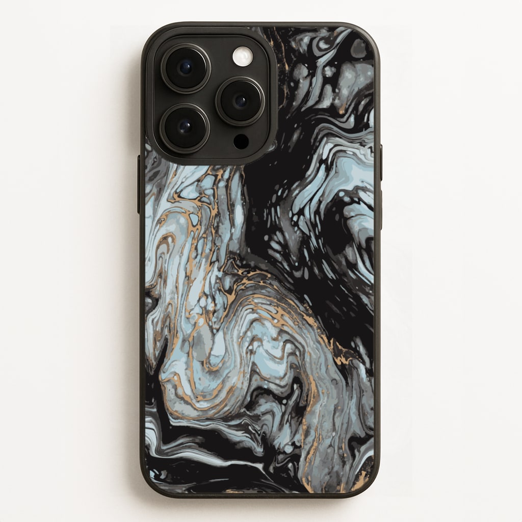Black And Gold Cloudy Marble - Marble Phone Case for iPhone 16 Pro Max