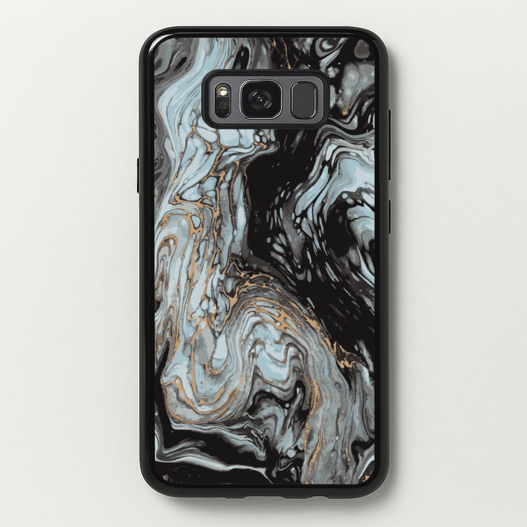 Black And Gold Cloudy Marble - Marble Phone Case for Galaxy S8