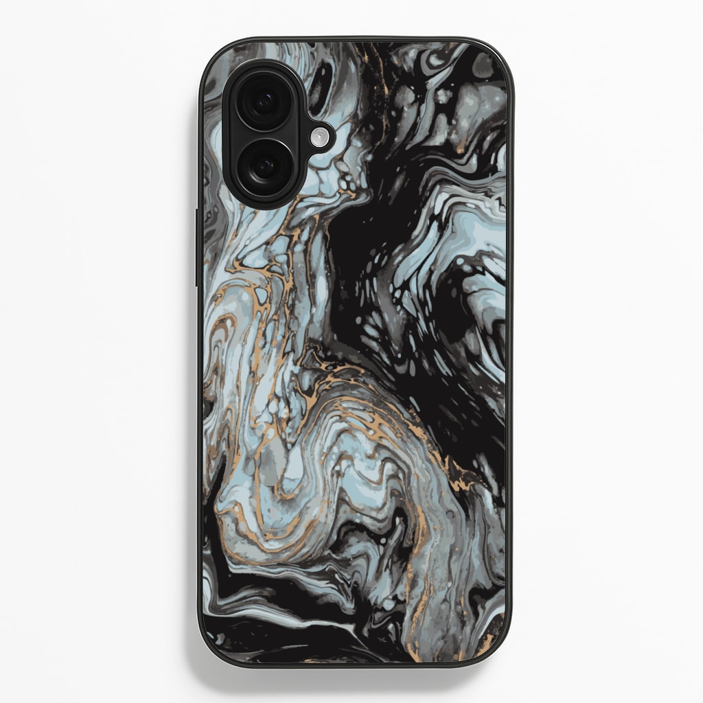Black And Gold Cloudy Marble Phone Case
