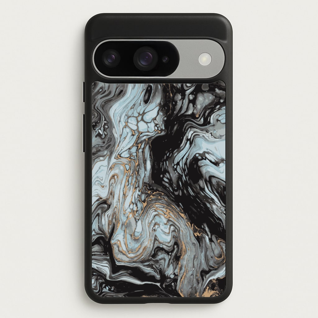 Black And Gold Cloudy Marble Phone Case for Google Pixel 10 / 10 Pro