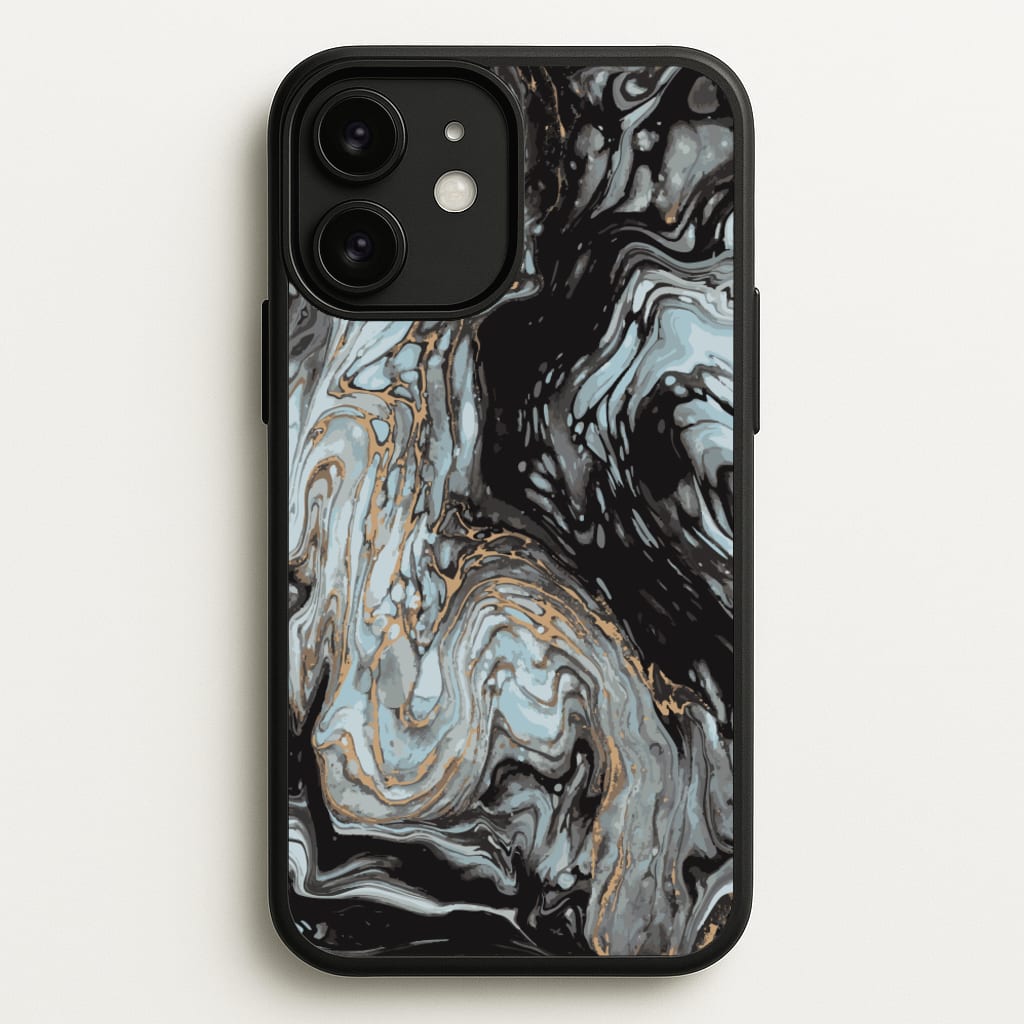 Black And Gold Cloudy Marble - Marble Phone Case for iPhone 11