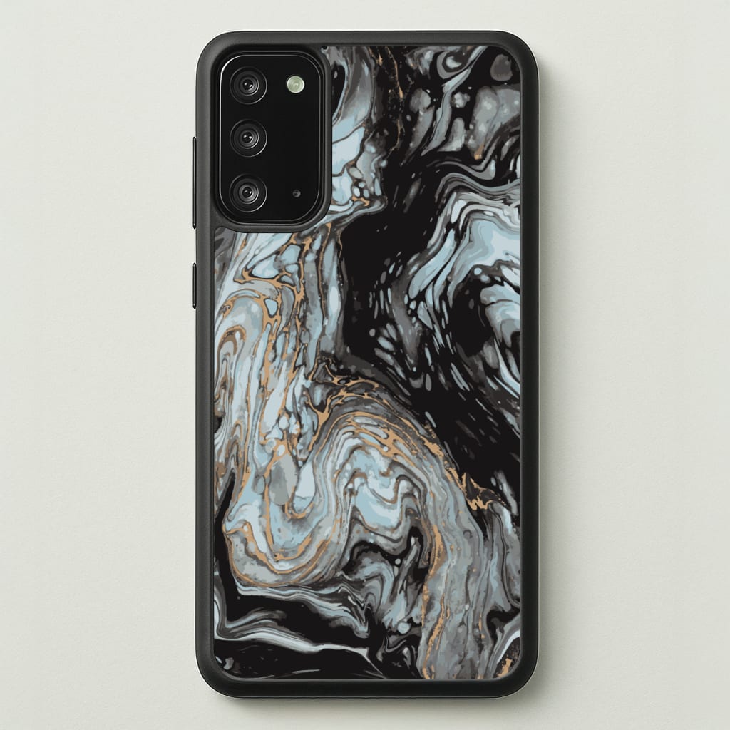 Black And Gold Cloudy Marble - Marble Phone Case for Galaxy Note 20