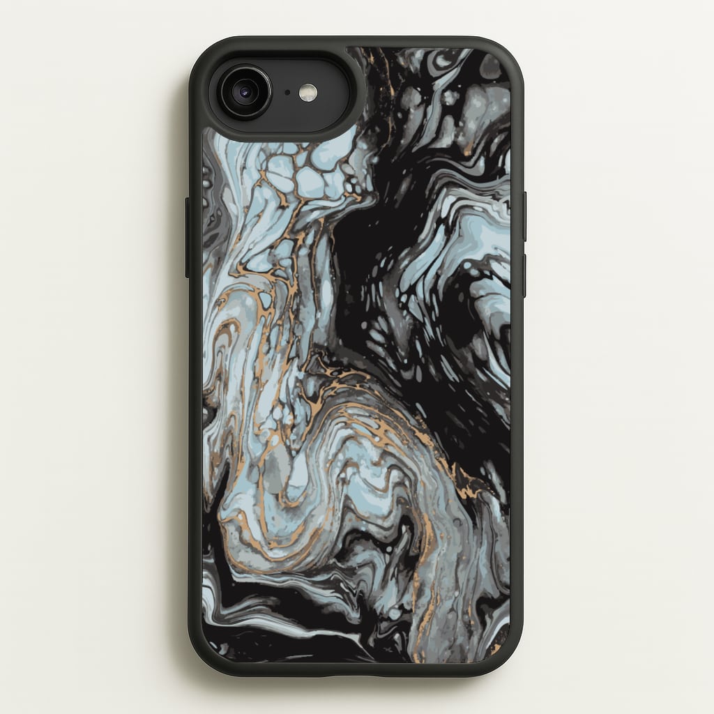 Black And Gold Cloudy Marble - Marble Phone Case for iPhone 6 Plus / 7 Plus / 8 Plus