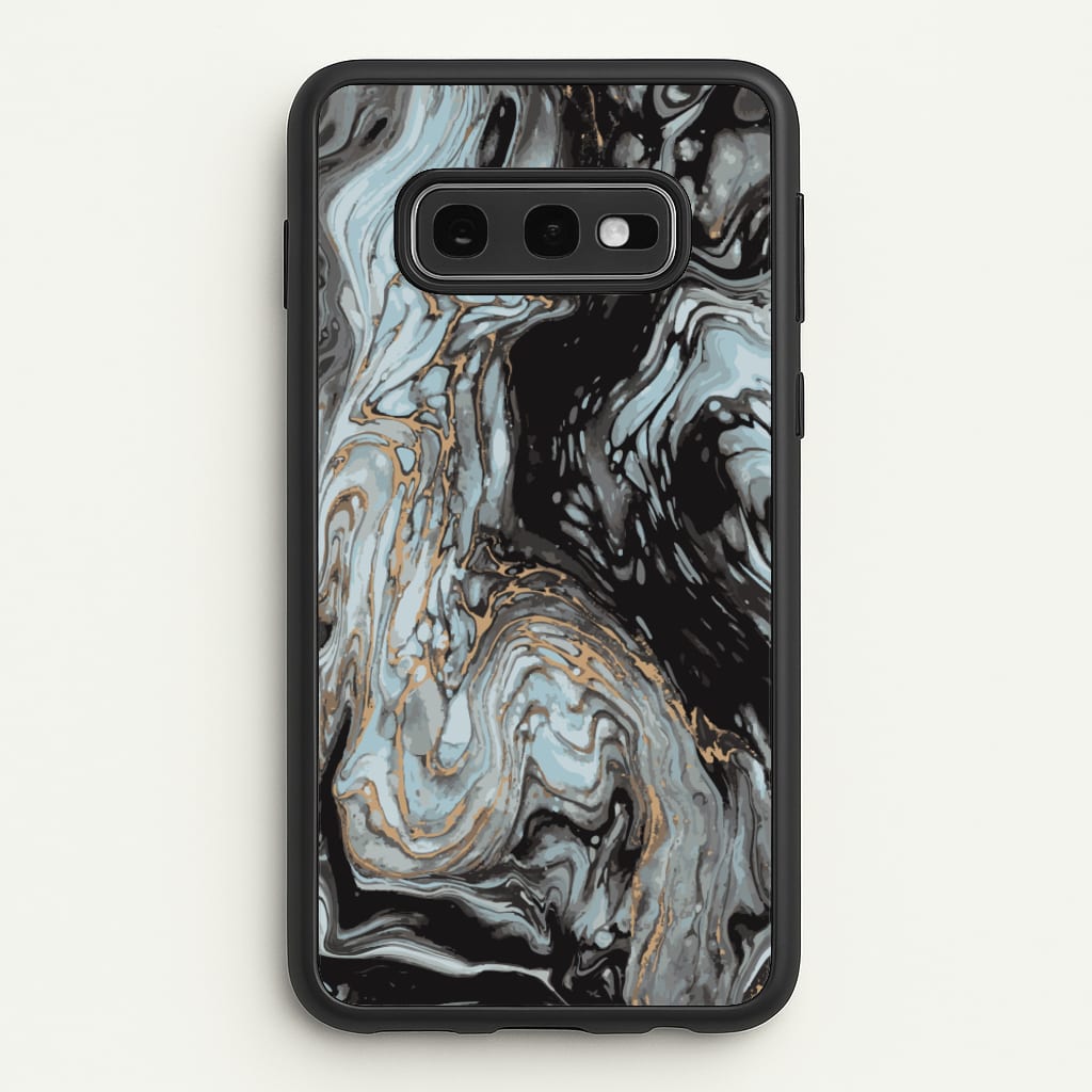 Black And Gold Cloudy Marble - Marble Phone Case for Galaxy S10e