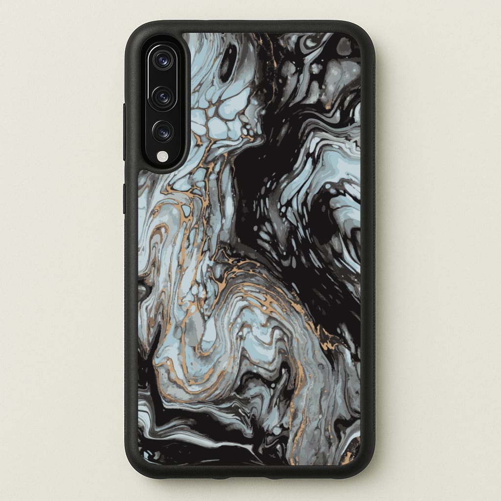 Black And Gold Cloudy Marble - Marble Phone Case for Huawei P20 Pro
