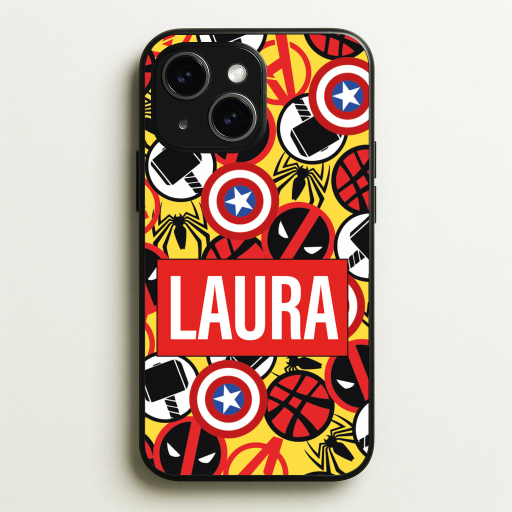 Collage - Personalised Superhero Comic - Marvel Phone Case for iPhone 14 Plus