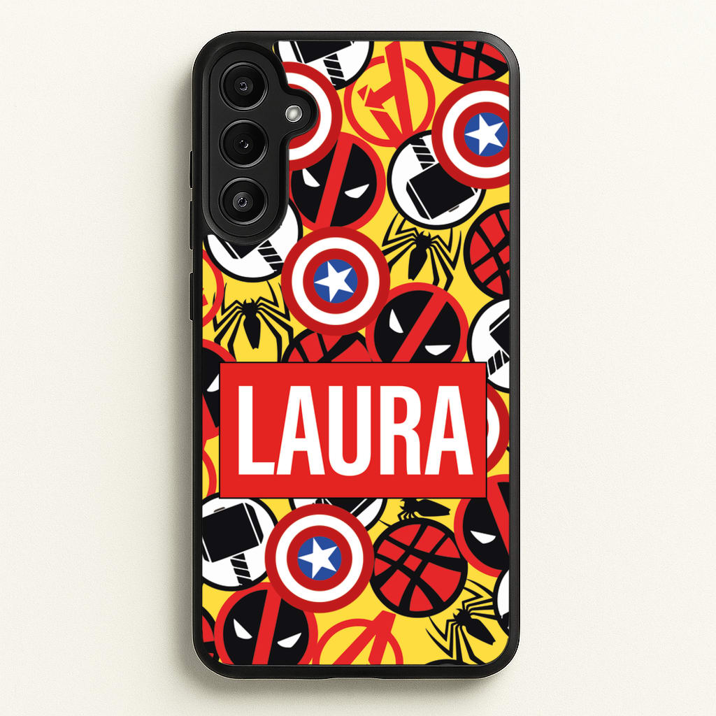Collage - Personalised Superhero Comic - Marvel Phone Case for Galaxy A34