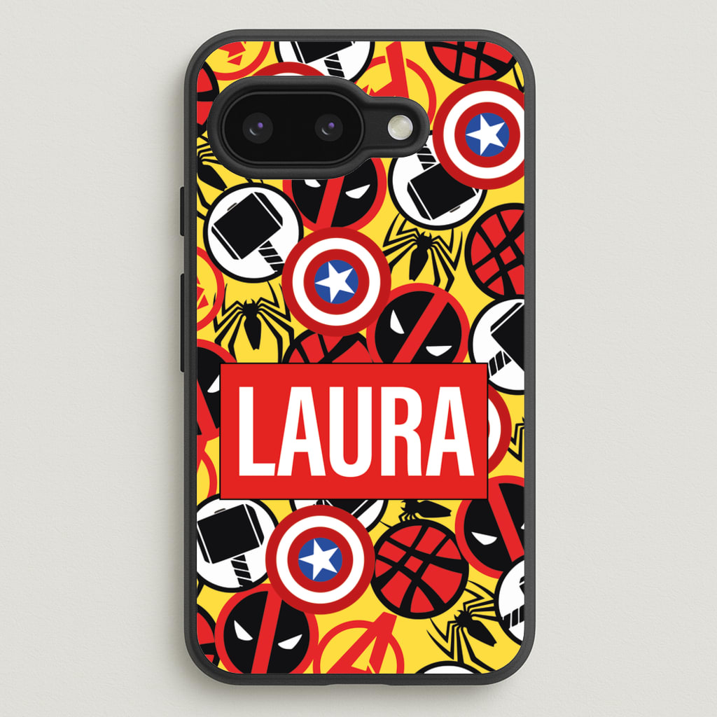 Collage - Personalised Superhero Comic - Marvel Phone Case for Google Pixel 9a