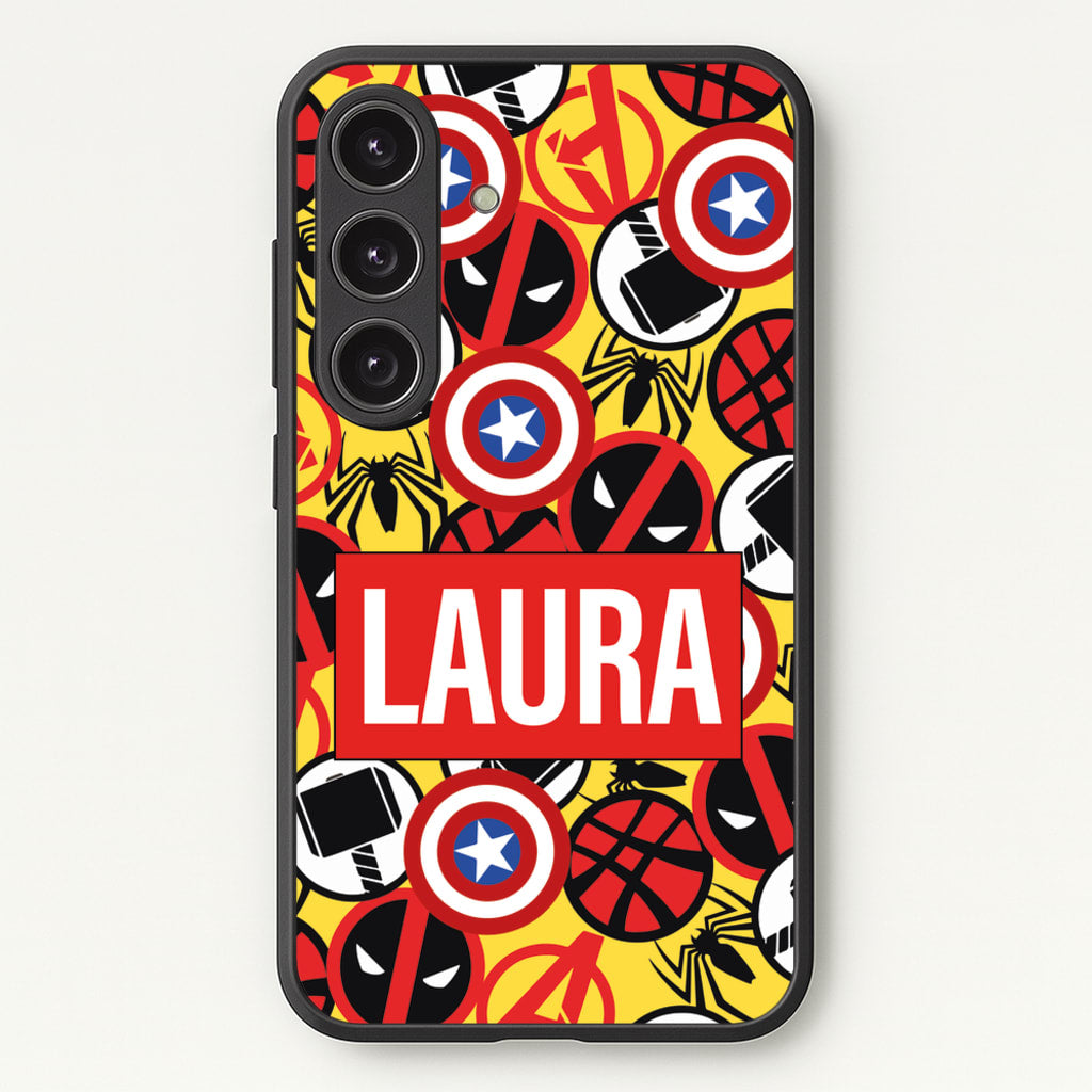Collage - Personalised Superhero Comic - Marvel Phone Case for Galaxy S24FE