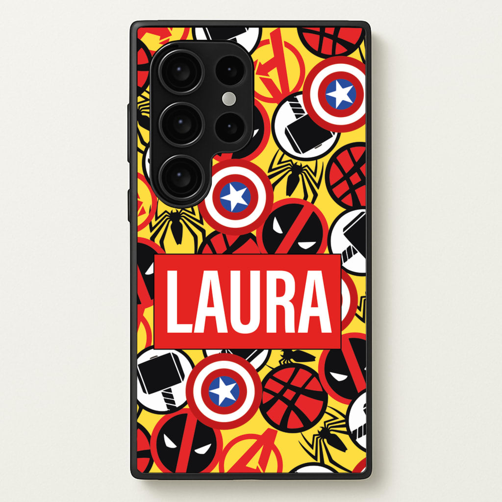 Collage - Personalised Superhero Comic - Marvel Phone Case for Galaxy S24 Ultra