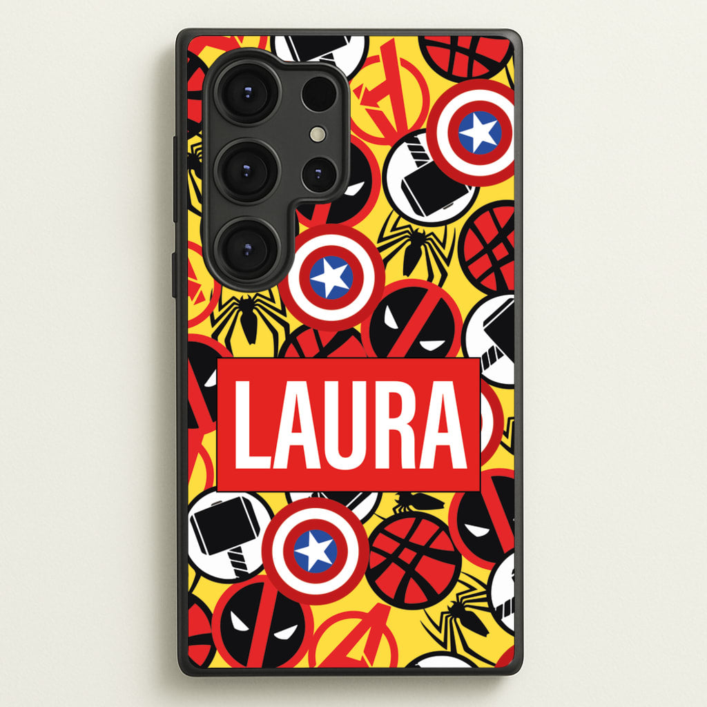 Collage - Personalised Superhero Comic - Marvel Phone Case for Galaxy S25 Ultra
