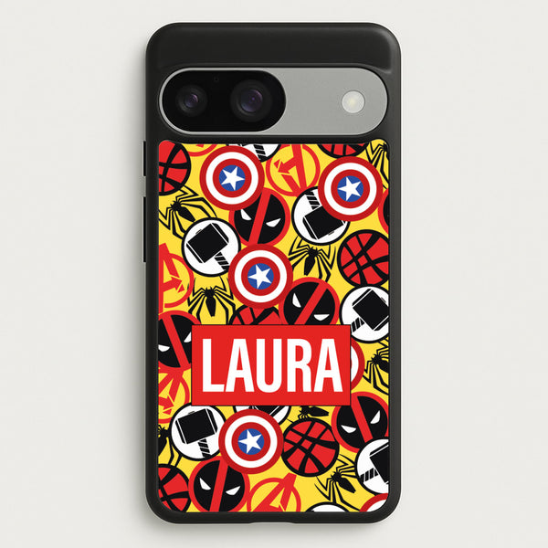 Collage - Personalised Superhero Comic - Marvel Phone Case for Google Pixel 9 / 9 Pro