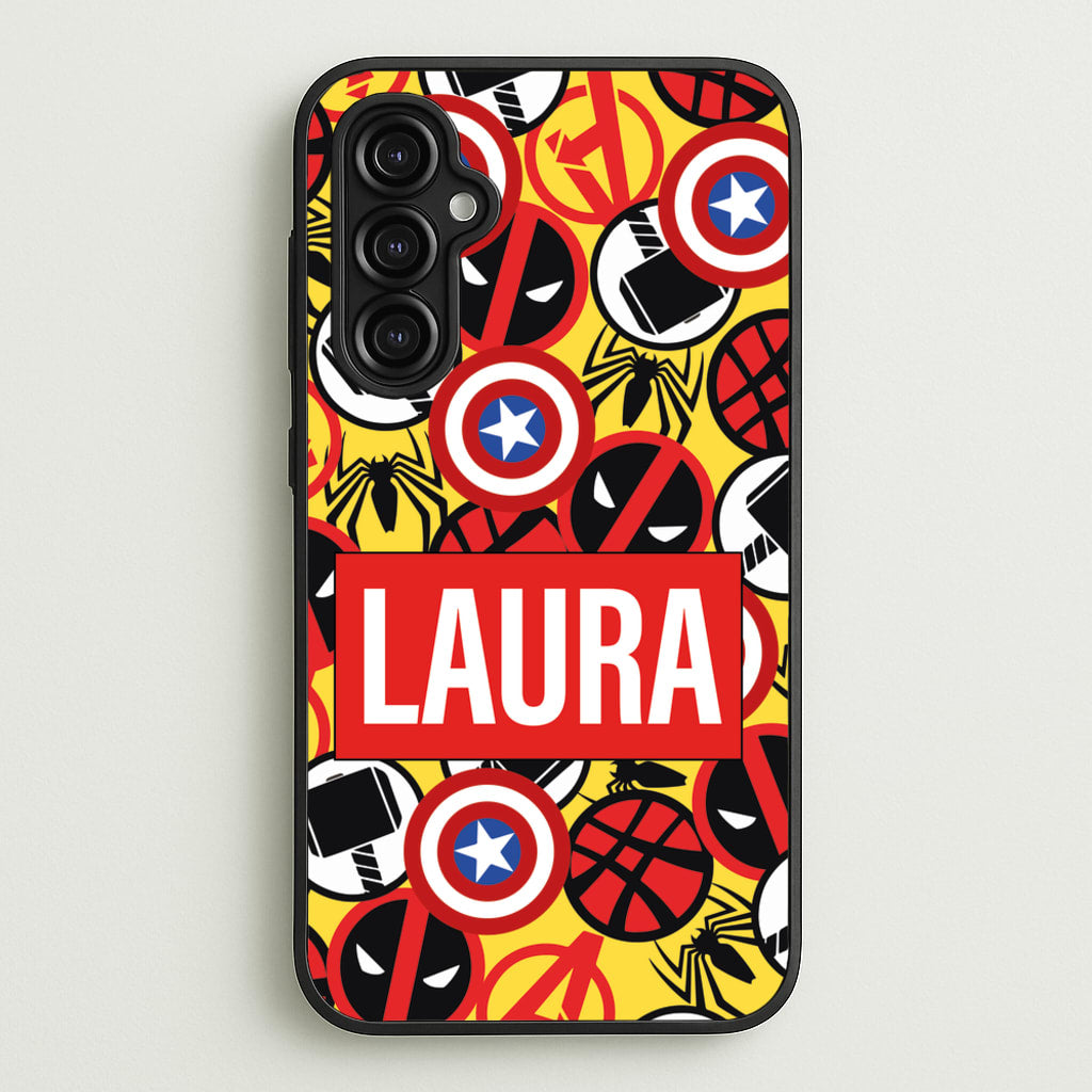 Collage - Personalised Superhero Comic - Marvel Phone Case for Galaxy A14