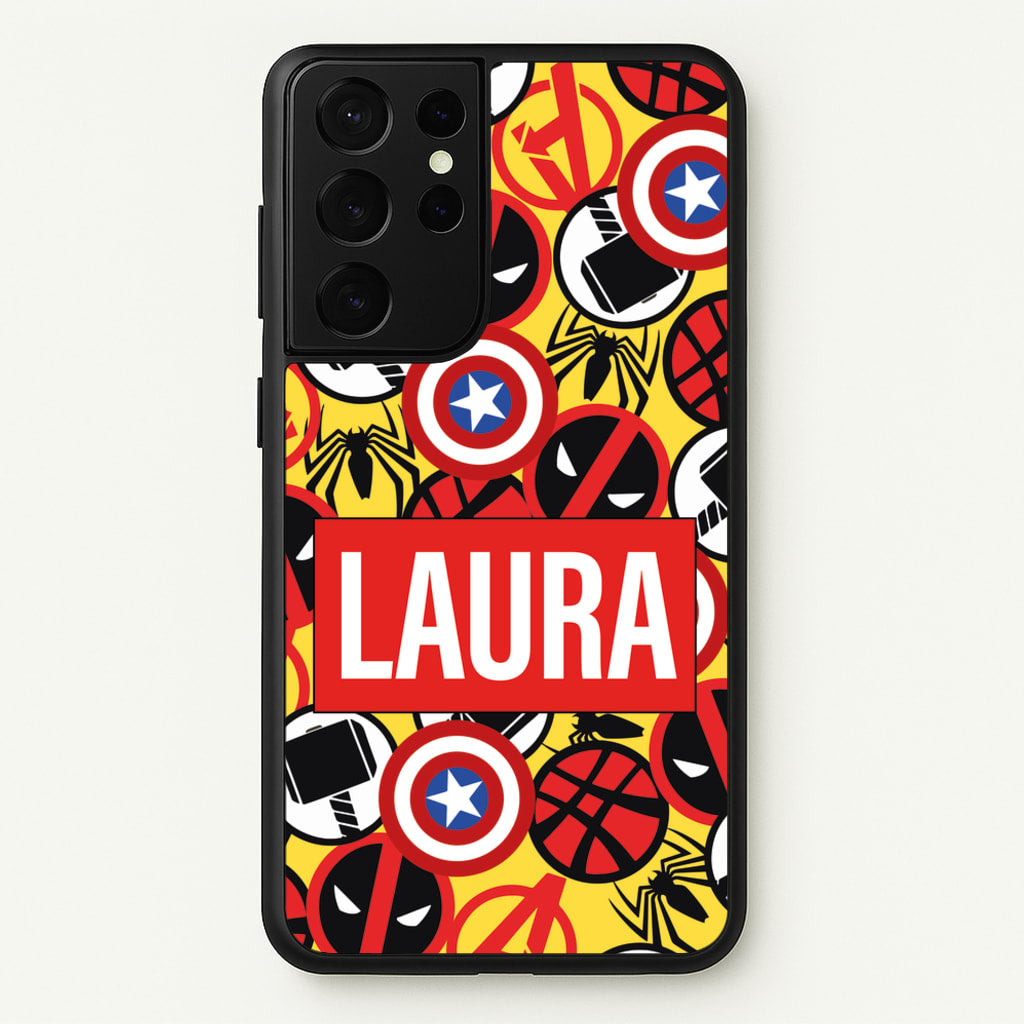 Collage - Personalised Superhero Comic - Marvel Phone Case for Galaxy S21 Ultra
