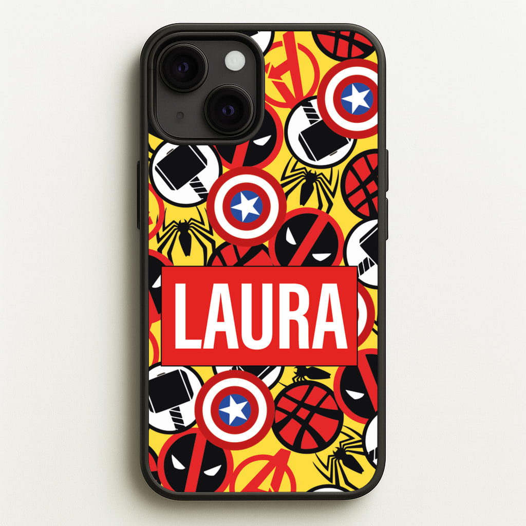 Collage - Personalised Superhero Comic - Marvel Phone Case for iPhone 13 Mini