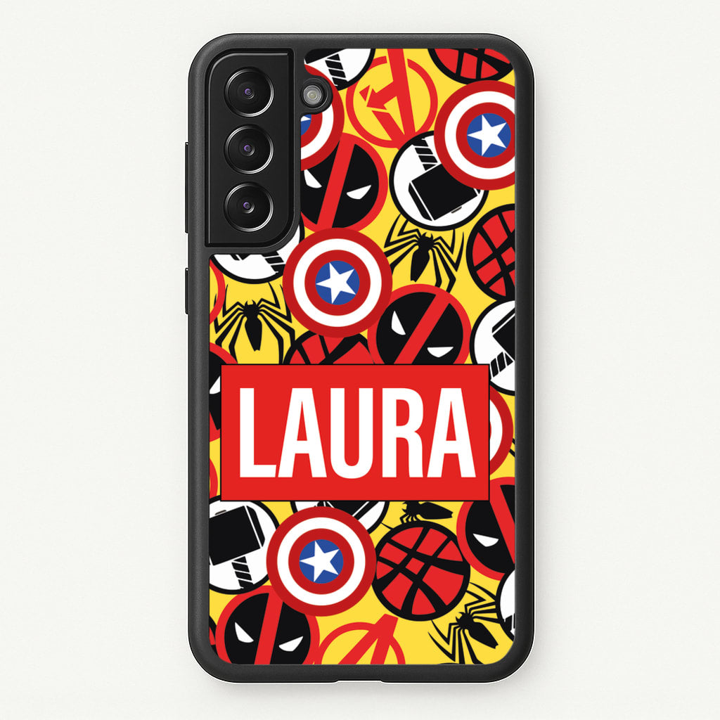 Collage - Personalised Superhero Comic - Marvel Phone Case for Galaxy S21FE