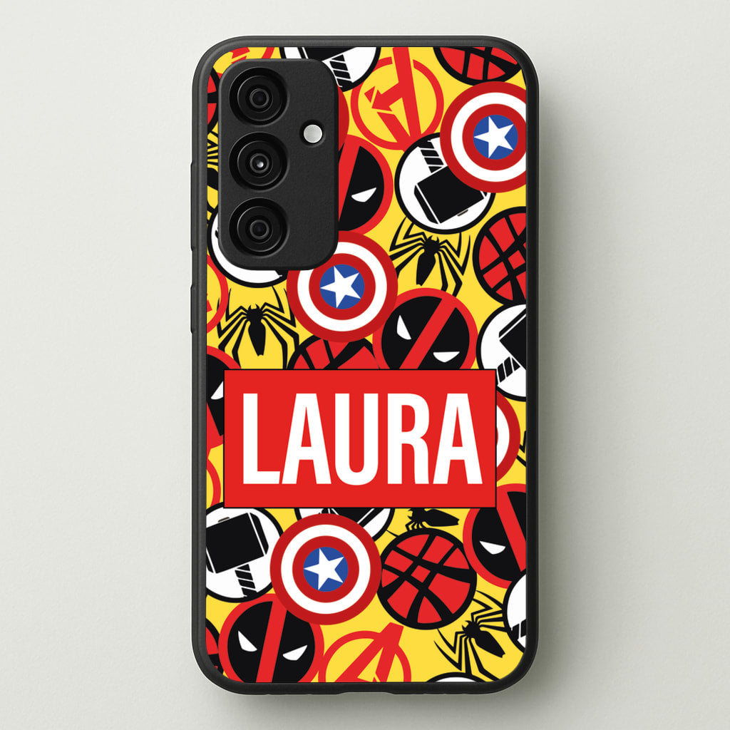Collage - Personalised Superhero Comic - Marvel Phone Case for Galaxy A35