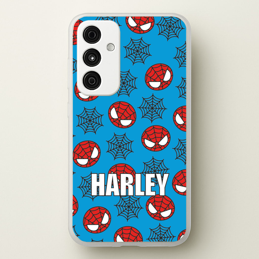 Spiderman And Webs - Personalised Superhero Comic - Marvel Phone Case for Galaxy A35
