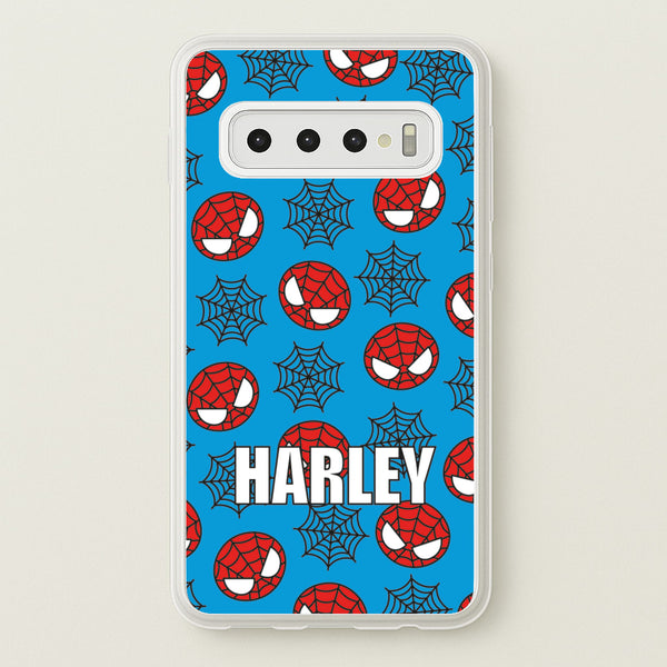 Spiderman And Webs - Personalised Superhero Comic - Marvel Phone Case for Galaxy S10