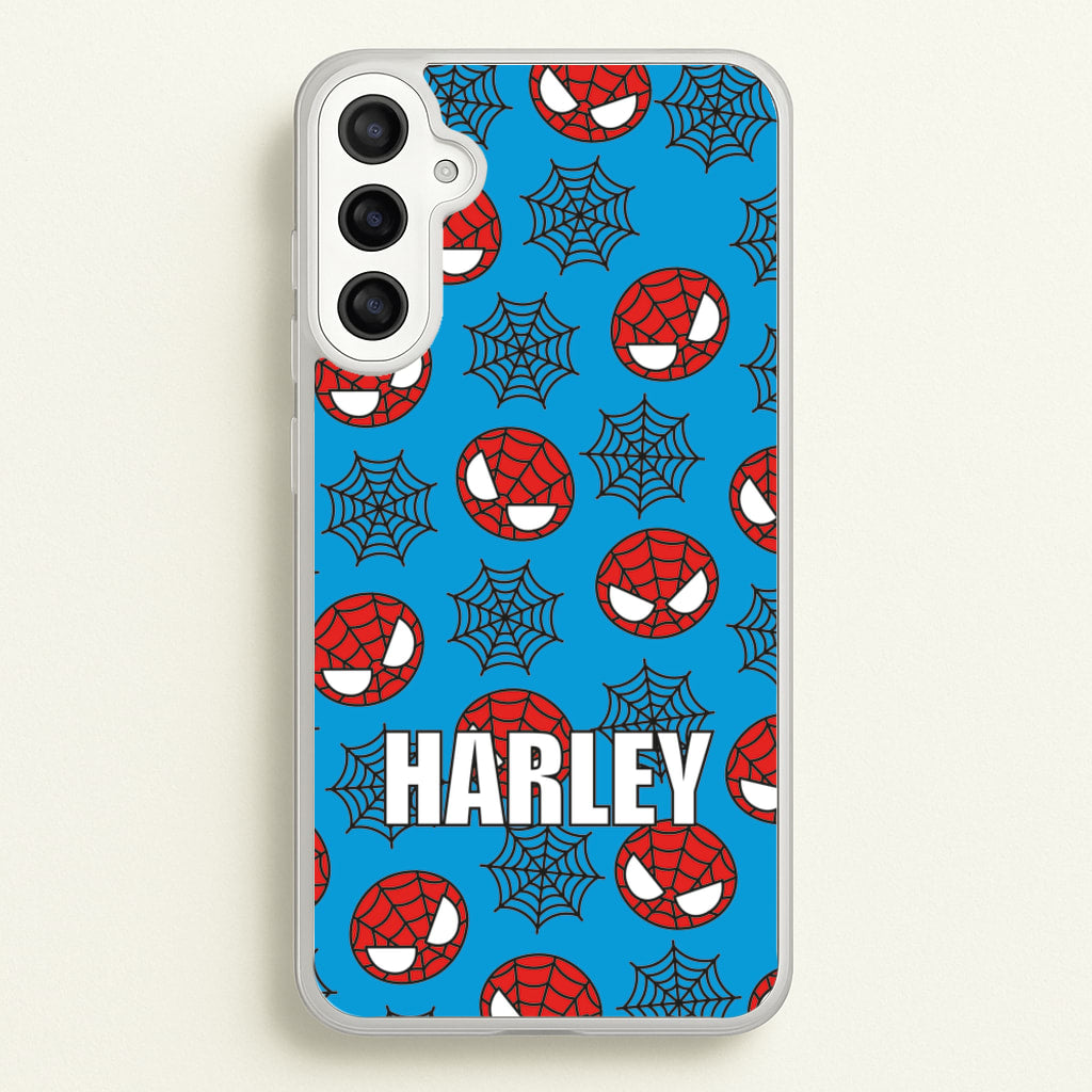 Spiderman And Webs - Personalised Superhero Comic - Marvel Phone Case for Galaxy A34