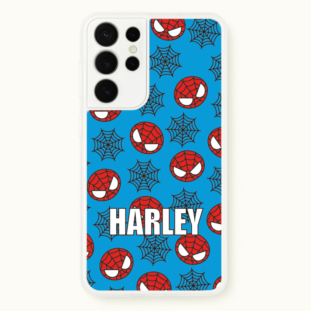 Spiderman And Webs - Personalised Superhero Comic - Marvel Phone Case for Galaxy S21 Ultra