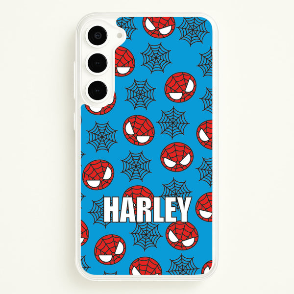 Spiderman And Webs - Personalised Superhero Comic - Marvel Phone Case for Galaxy S23 Plus