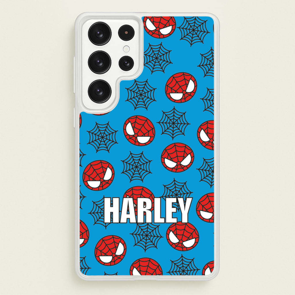 Spiderman And Webs - Personalised Superhero Comic - Marvel Phone Case for Galaxy S22 Ultra