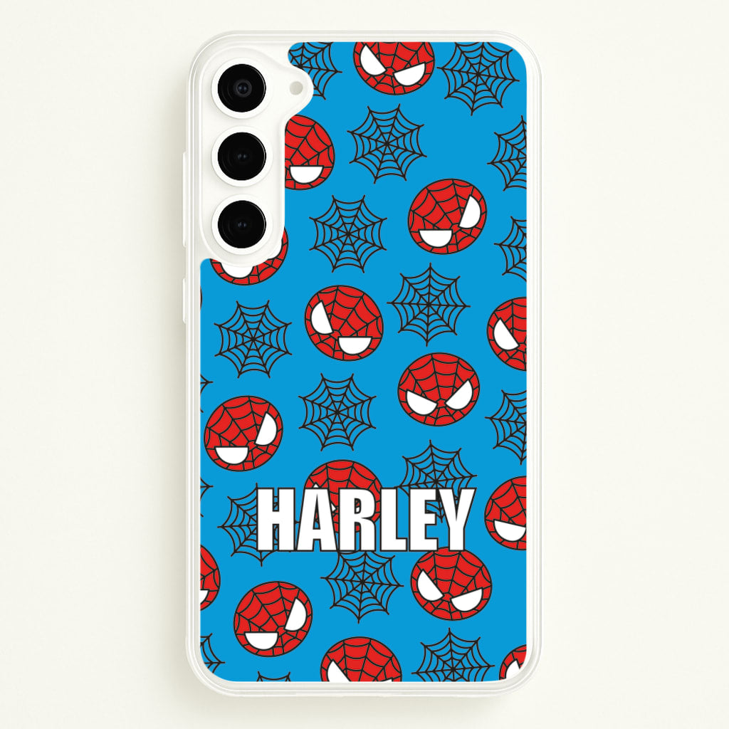Spiderman And Webs - Personalised Superhero Comic - Marvel Phone Case for Galaxy S23