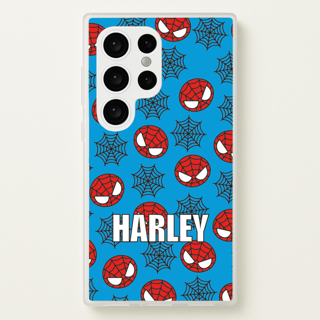 Spiderman And Webs - Personalised Superhero Comic - Marvel Phone Case for Galaxy S24 Ultra
