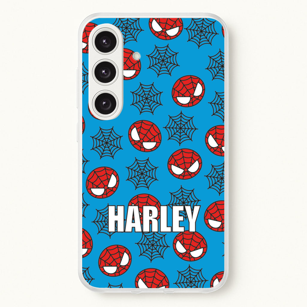 Spiderman And Webs - Personalised Superhero Comic - Marvel Phone Case for Galaxy S24
