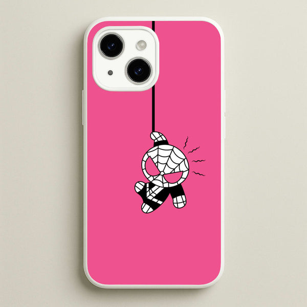 Pink Hanging Spider Hero - Marvel Phone Case for iPhone 15