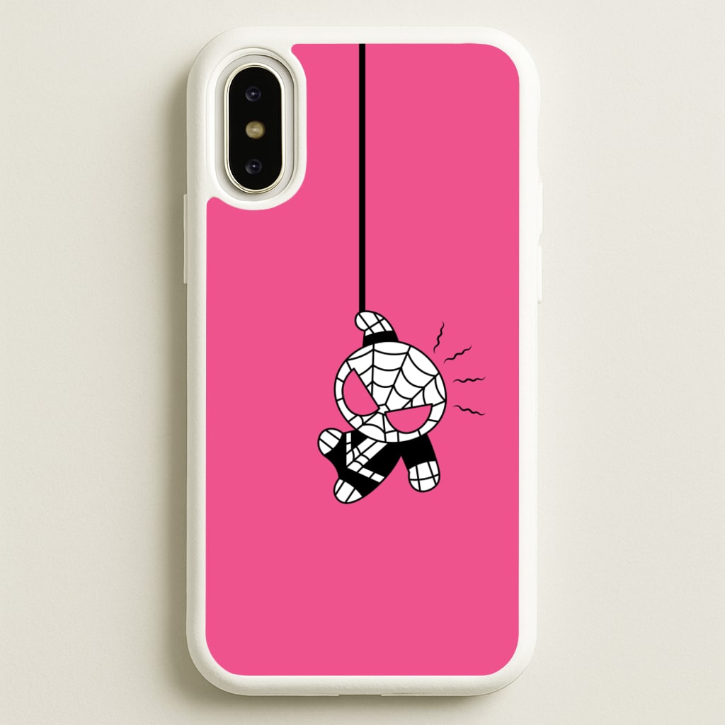 Pink Hanging Spider Hero - Marvel Phone Case for iPhone X / XS