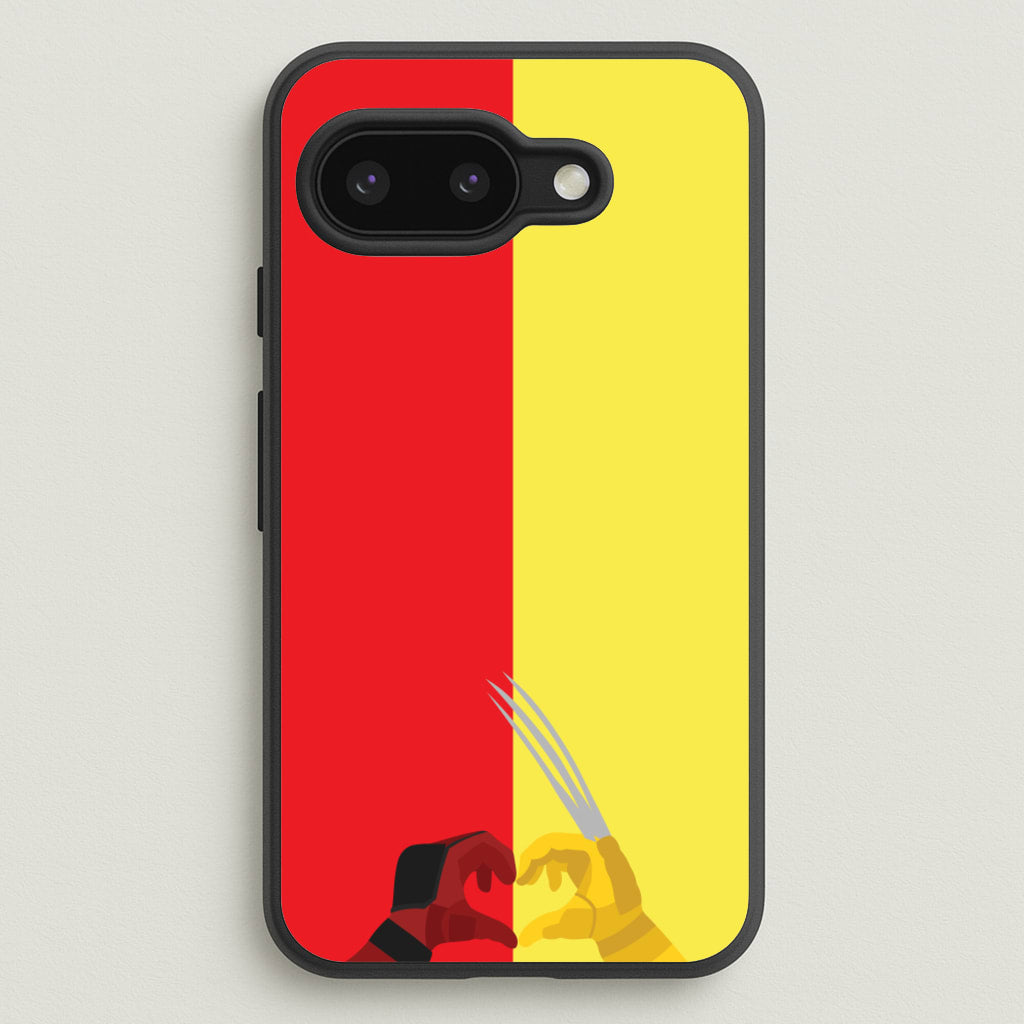 Red And Yellow Heroes Love Heart - Marvel Phone Case for Google Pixel 9a