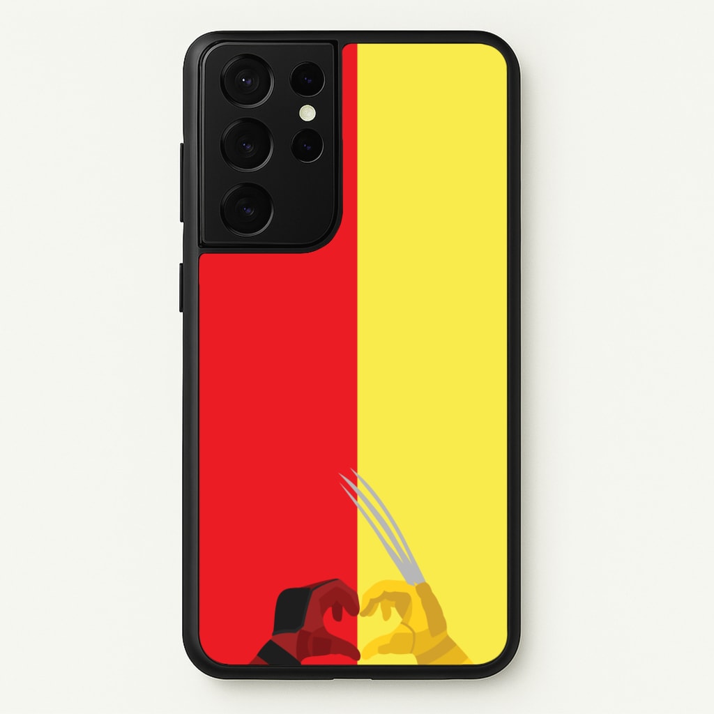 Red And Yellow Heroes Love Heart - Marvel Phone Case for Galaxy S21 Ultra