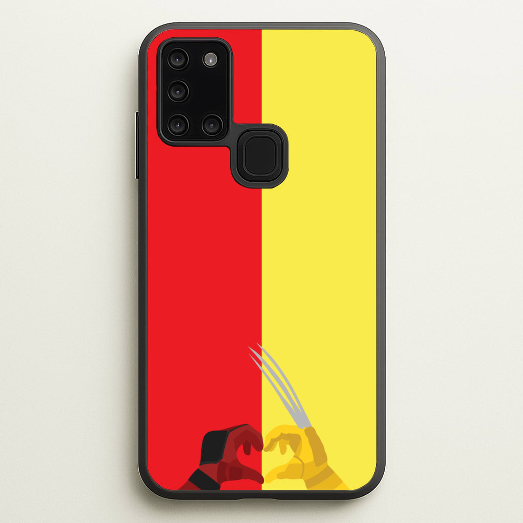 Red And Yellow Heroes Love Heart - Marvel Phone Case for Galaxy A21s