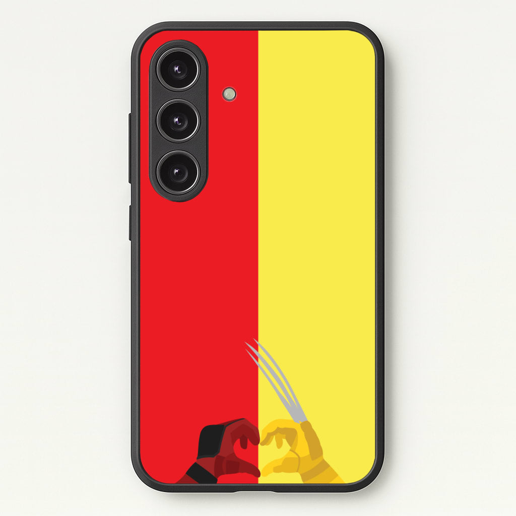 Red And Yellow Heroes Love Heart - Marvel Phone Case for Galaxy S24 Plus