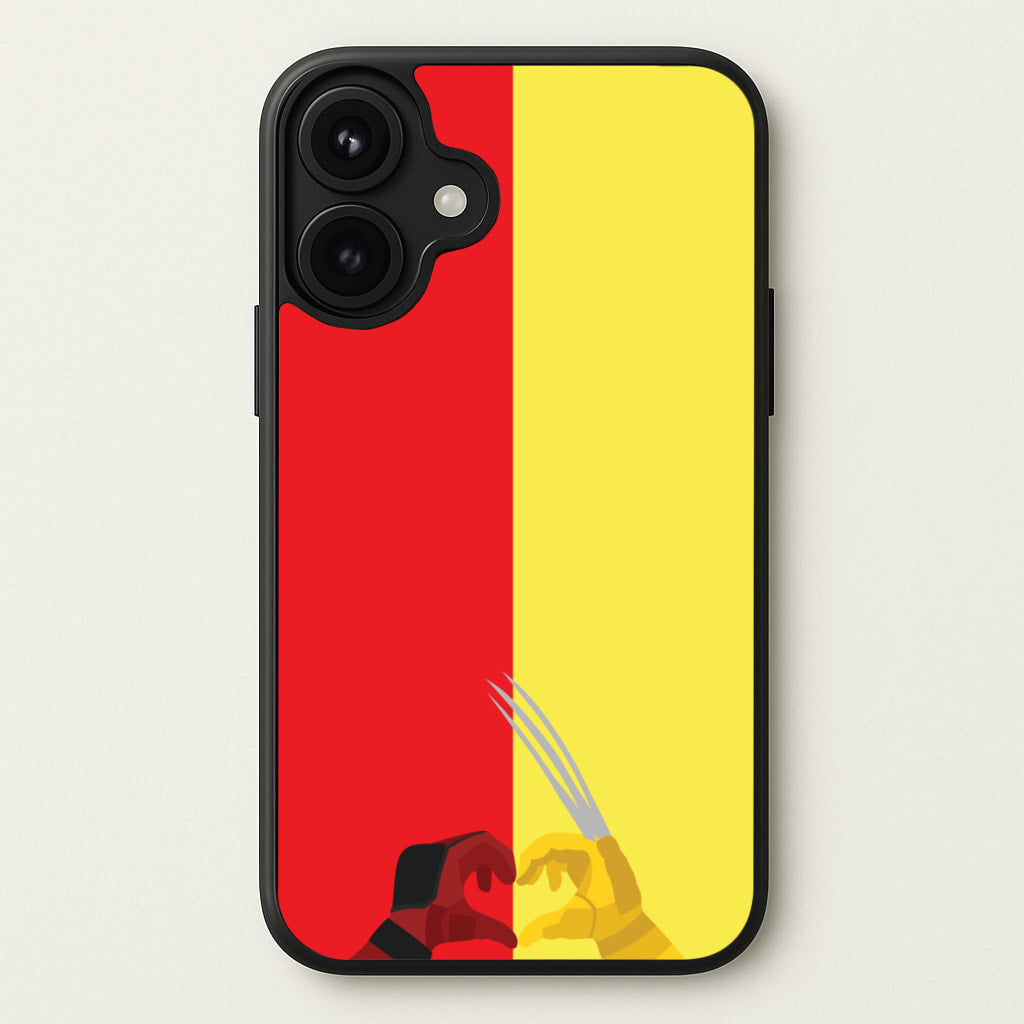 Red And Yellow Heroes Love Heart Phone Case for iPhone 17