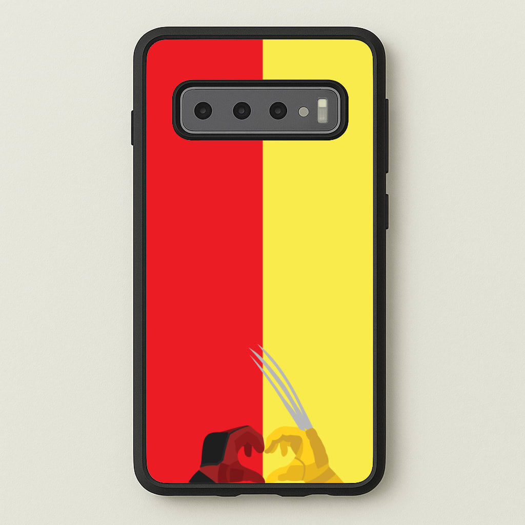 Red And Yellow Heroes Love Heart - Marvel Phone Case for Galaxy S10
