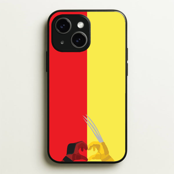 Red And Yellow Heroes Love Heart - Marvel Phone Case for iPhone 15