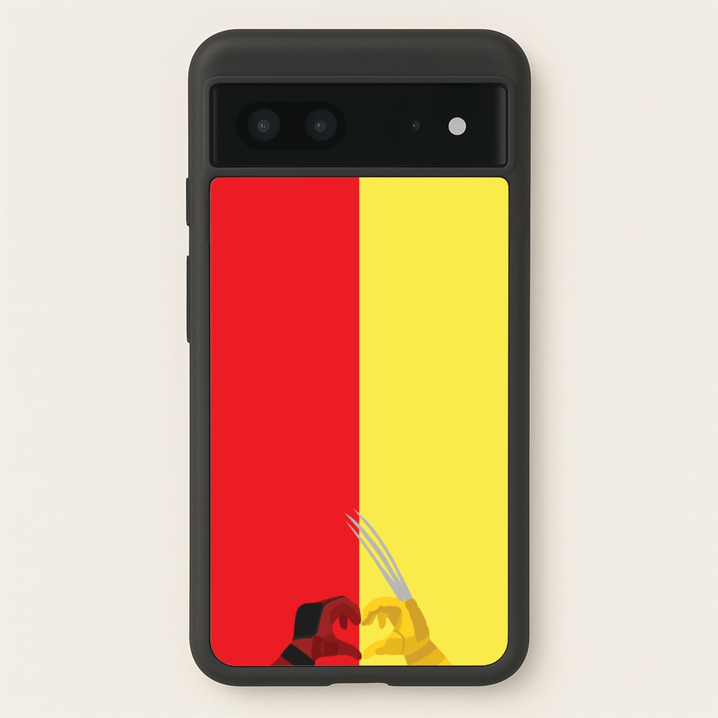 Red And Yellow Heroes Love Heart - Marvel Phone Case for Google Pixel 7