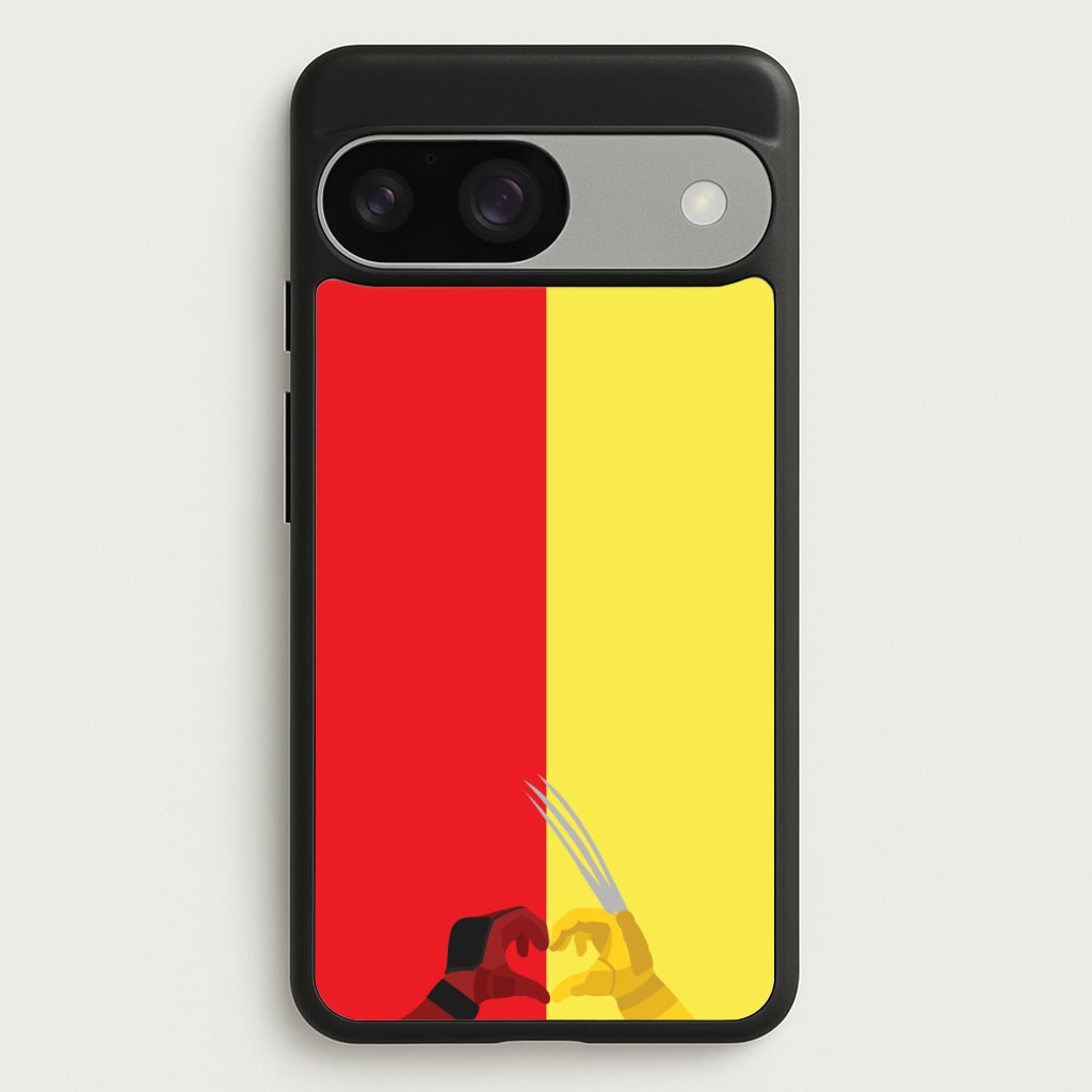 Red And Yellow Heroes Love Heart - Marvel Phone Case for Google Pixel 9 / 9 Pro