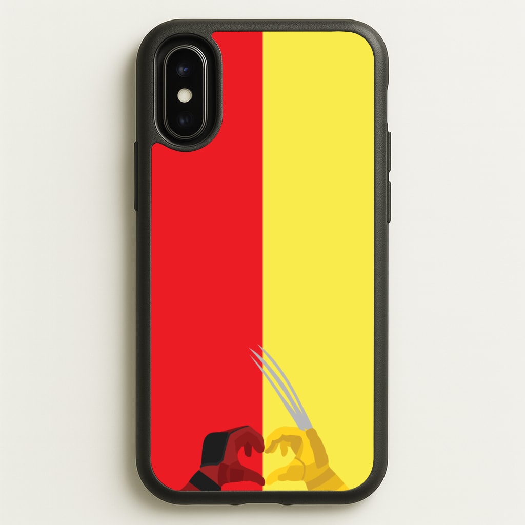 Red And Yellow Heroes Love Heart - Marvel Phone Case for iPhone X / XS