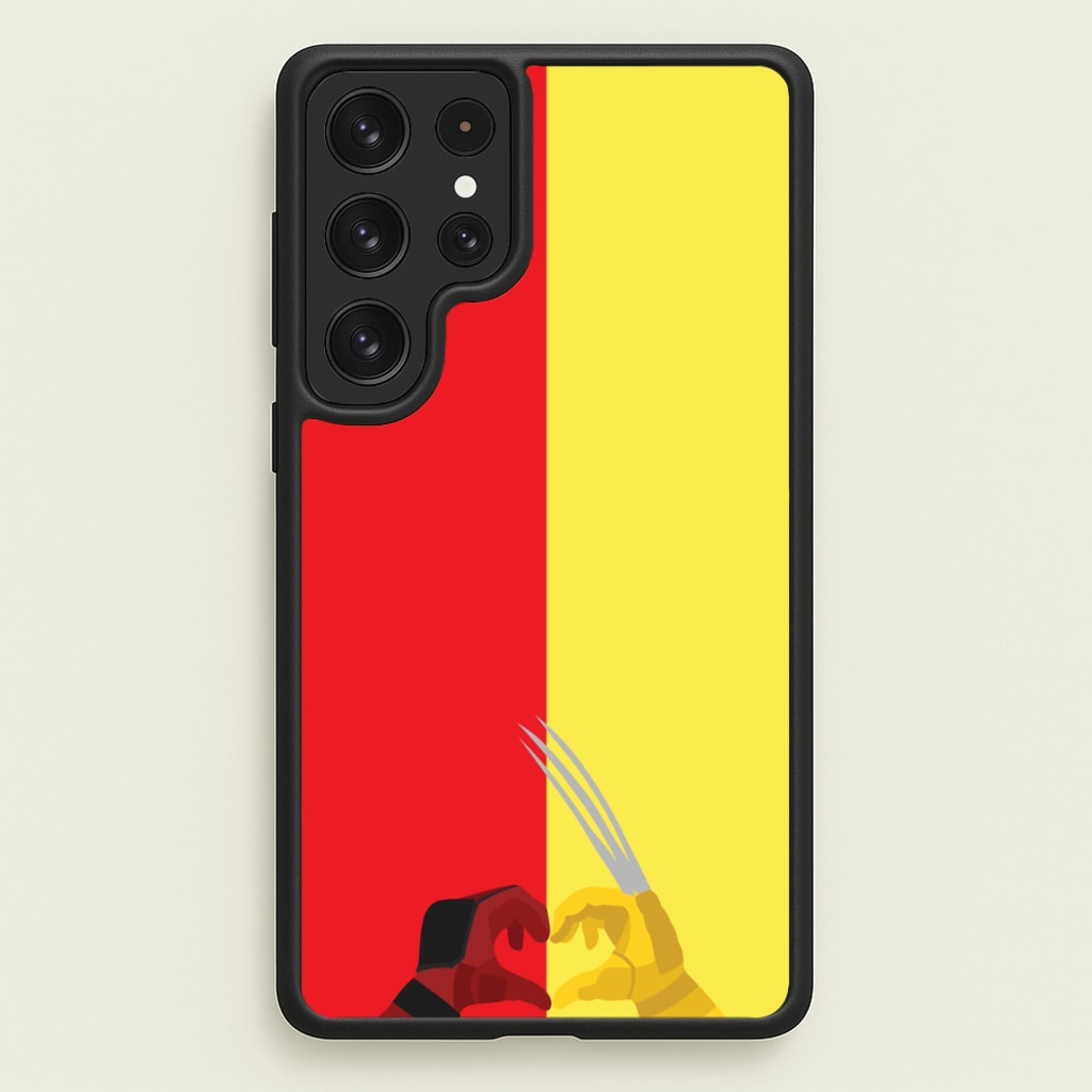 Red And Yellow Heroes Love Heart - Marvel Phone Case for Galaxy S22 Ultra