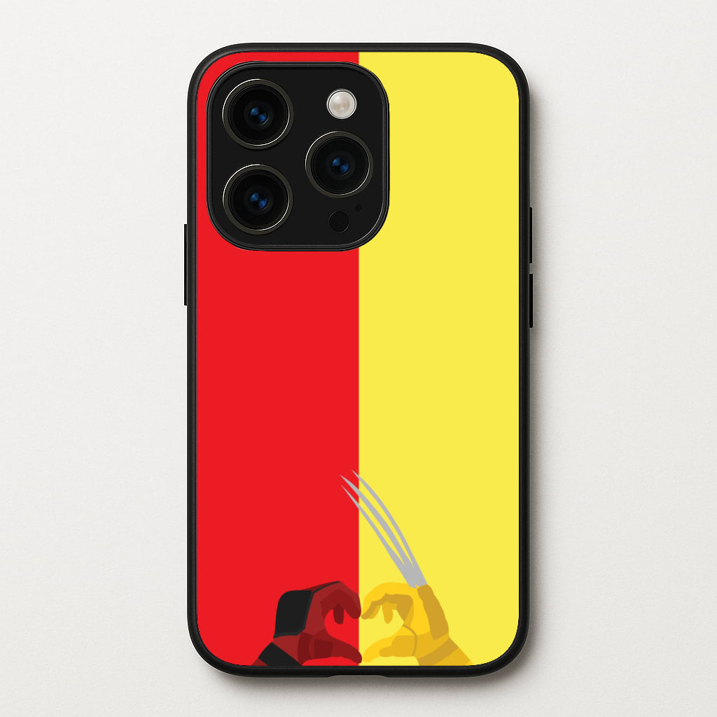 Red And Yellow Heroes Love Heart - Marvel Phone Case for iPhone 14 Pro