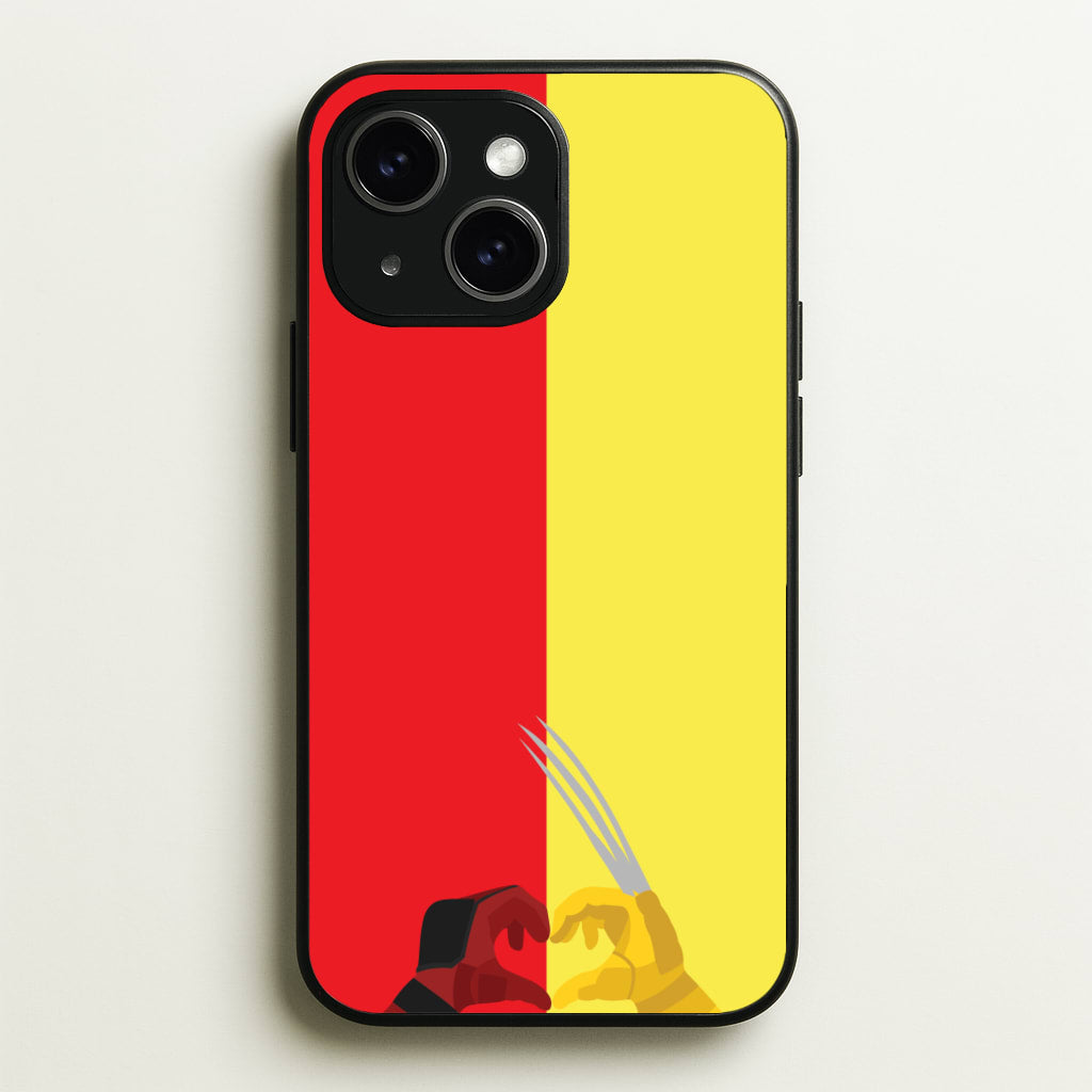 Red And Yellow Heroes Love Heart - Marvel Phone Case for iPhone 15 Plus