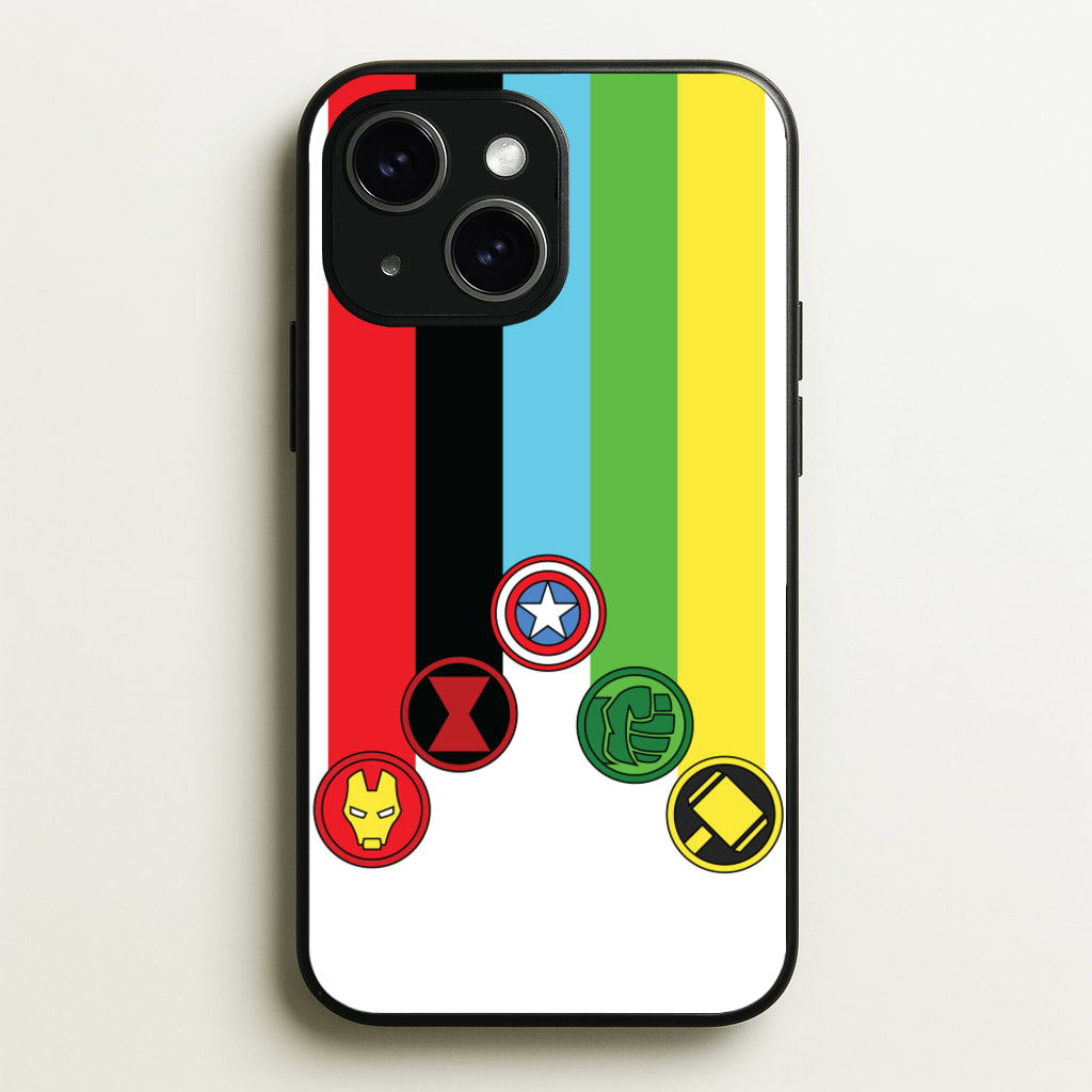 Superhero Team Colourful Symbols - Marvel Phone Case for iPhone 14