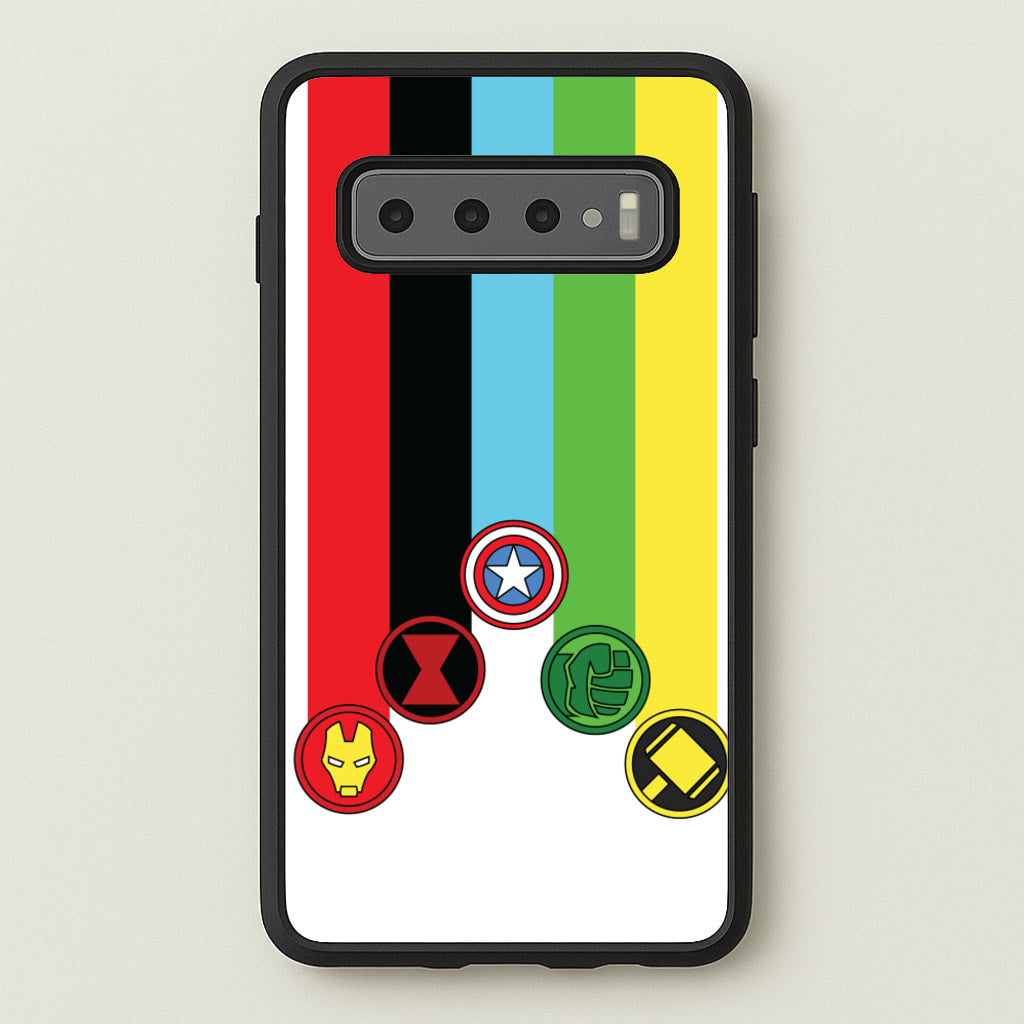 Superhero Team Colourful Symbols - Marvel Phone Case for Galaxy S10