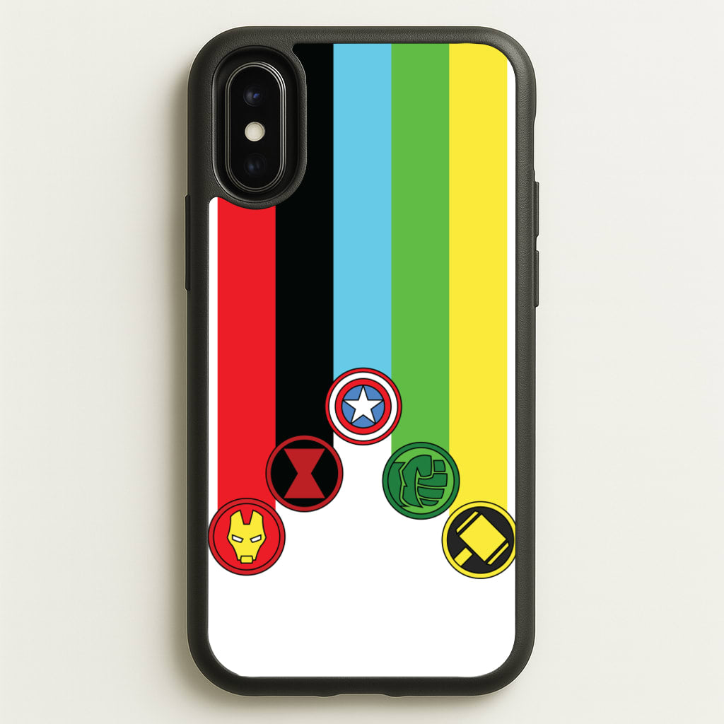 Superhero Team Colourful Symbols - Marvel Phone Case for iPhone X / XS